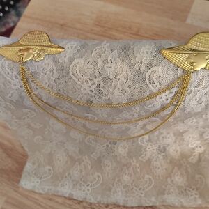 Elegant Gold Hat Brooch with Chain